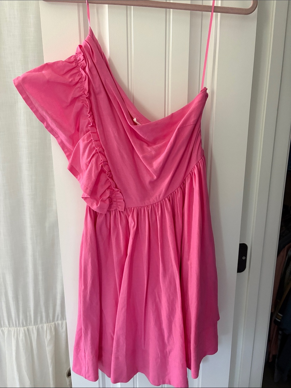 MABLE EUC One Shoulder Pink Mini Dress